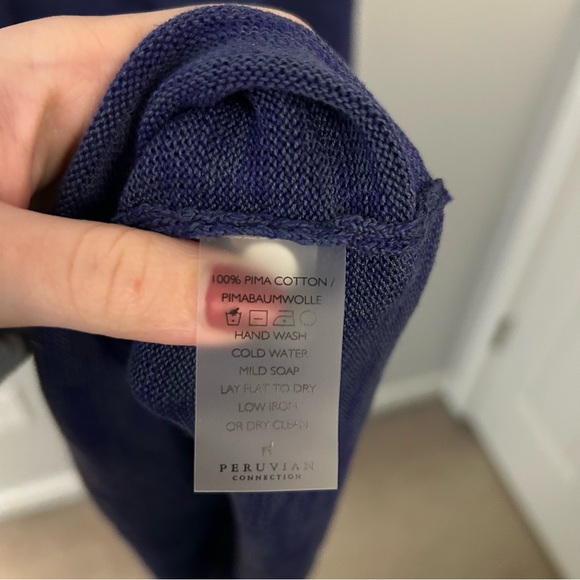 Peruvian Connection Blue Purple Pima Cotton V-Neck Midi Dress - Picture 6 of 6